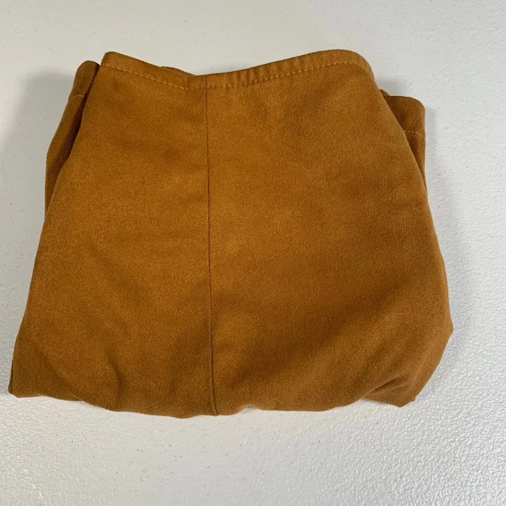 FOREVER‎ 21 FAUX SUEDE MINI SKIRT XS FRONT SLIT BACK ZIPPER